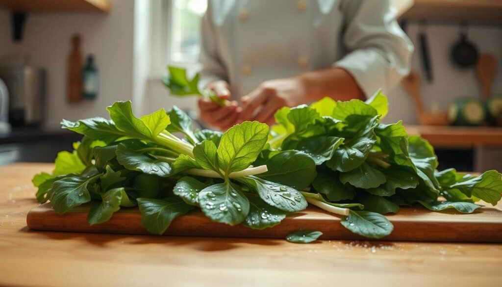 cooking radish leaves